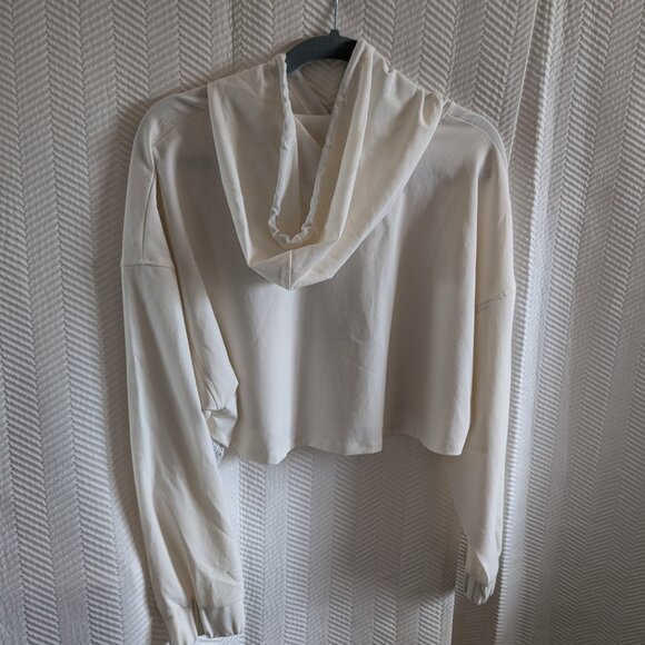 Zara LA Graphic Cropped Hoodie Off-White Cream & Black Size Large Streetwear - Picture 11 of 14